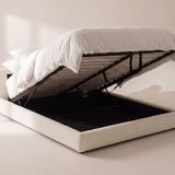 Cloud Bed with Storage, King, Cream Boucle