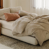 Cloud Bed with Storage, King, Cream Boucle