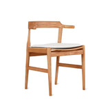 Tuck In Dining Chair with White Cushion, Stained Oak