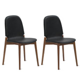 Dine In Dining Chair (Set of Two), Walnut/Black Leather