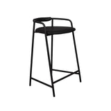 Slow Mornings Stool, Counter, Coal Leather/Black Metal