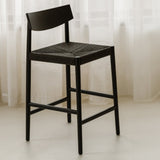 Dinner Guest Counter Stool, Black Oak/ Black Papercord Seat