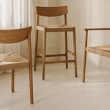 Dinner Guest Counter Stool, White Oak/ Natural Papercord Seat