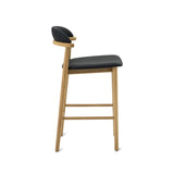 Count On Me Counter Stool, Oak, Black Seat