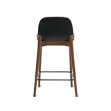 Dine In Counter Stool, Walnut/Black Leather