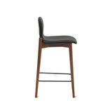 Dine In Counter Stool, Walnut/Black Leather
