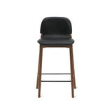 Dine In Counter Stool, Walnut/Black Leather