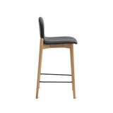 Dine In Counter Stool, Oak/Black Leather