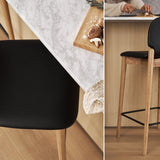 Dine In Counter Stool, Oak/Black Leather