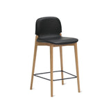 Dine In Counter Stool, Oak/Black Leather