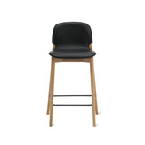 Dine In Counter Stool, Oak/Black Leather