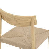 Dinner Guest Armless Dining Chair (Set of Two), White Oak/ Natural Papercord Seat