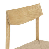 Dinner Guest Armless Dining Chair (Set of Two), White Oak/ Natural Papercord Seat