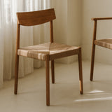 Dinner Guest Armless Dining Chair (Set of Two), White Oak/ Natural Papercord Seat