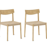 Dinner Guest Armless Dining Chair (Set of Two), White Oak/ Natural Papercord Seat