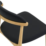 Count On Me Armless Dining Chair (Set of Two), Oak, Black Seat