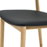 Count On Me Armless Dining Chair (Set of Two), Oak, Black Seat