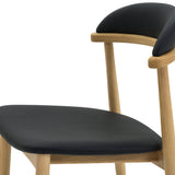 Count On Me Armless Dining Chair (Set of Two), Oak, Black Seat