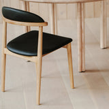 Count On Me Armless Dining Chair (Set of Two), Oak, Black Seat