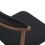 Count On Me Armless Dining Chair (Set of Two), Walnut, Black Seat