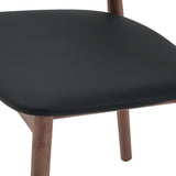 Count On Me Armless Dining Chair (Set of Two), Walnut, Black Seat