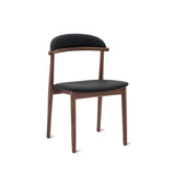 Count On Me Armless Dining Chair (Set of Two), Walnut, Black Seat