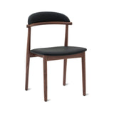 Count On Me Armless Dining Chair (Set of Two), Walnut, Black Seat