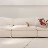 Movie Night™ 3-Piece Modular Sofa, Large, Cream Linen