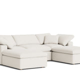 Movie Night™ 5-Piece Modular U-Shaped Sectional, Standard, Cream Linen