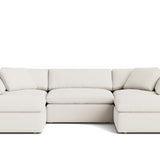 Movie Night™ 5-Piece Modular U-Shaped Sectional, Large, Cream Linen