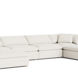 Movie Night™ 6-Piece Modular U-Shaped Sectional, Large, Cream Linen
