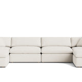 Movie Night™ 6-Piece Modular U-Shaped Sectional, Large, Cream Linen