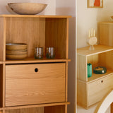 Keep Stacking Storage System 4-Piece Tall, Open and Closed, White Oak